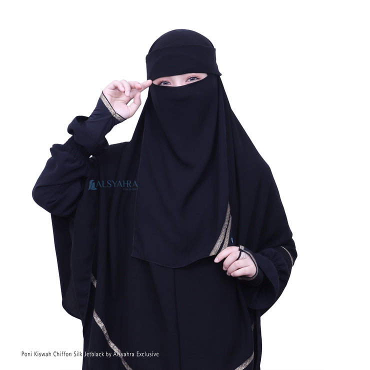 Niqab Poni Kiswah Sifon Silk Jetblack Alsyahra Exclusive