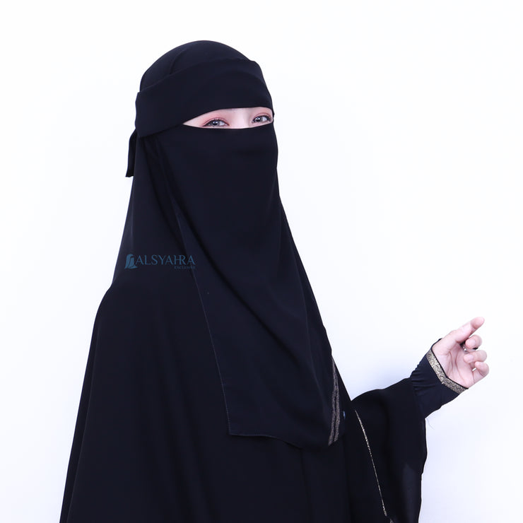 Niqab Poni Kiswah Sifon Silk Jetblack Alsyahra Exclusive