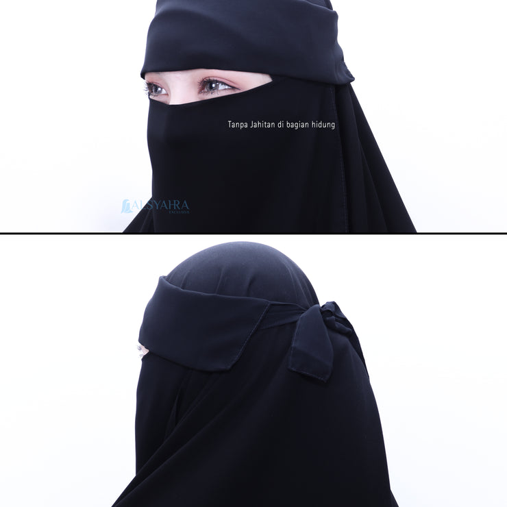 Niqab Poni Kiswah Sifon Silk Jetblack Alsyahra Exclusive