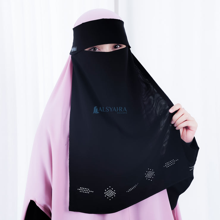 Niqab Poni Mediterania Sifon Silk Jetblack Alsyahra Exclusive