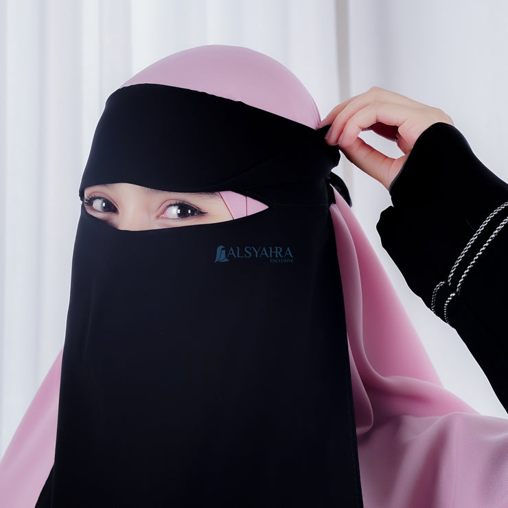 Niqab Poni Mediterania Sifon Silk Jetblack Alsyahra Exclusive