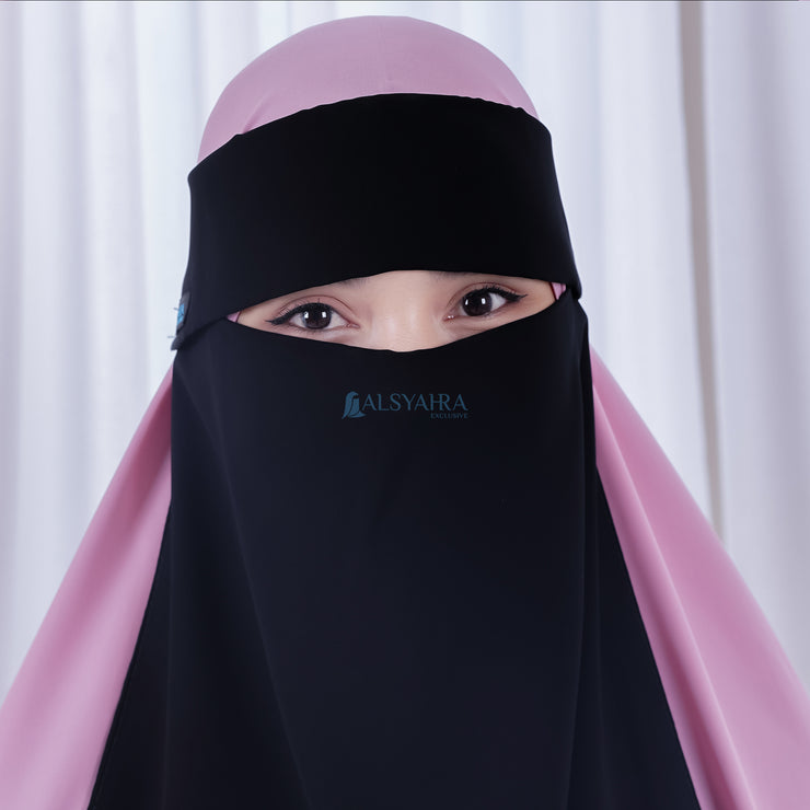 Niqab Poni Mediterania Sifon Silk Jetblack Alsyahra Exclusive