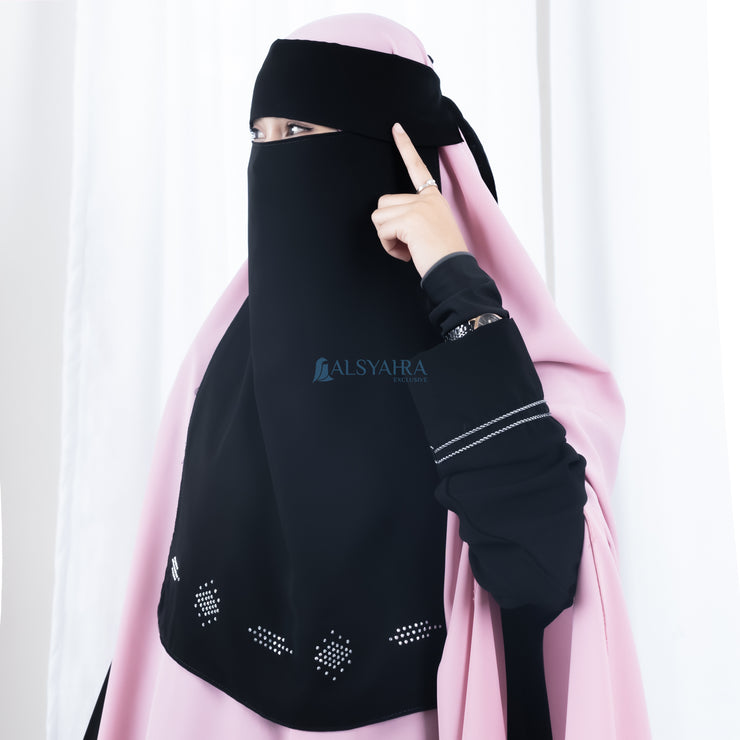 Niqab Poni Mediterania Sifon Silk Jetblack Alsyahra Exclusive