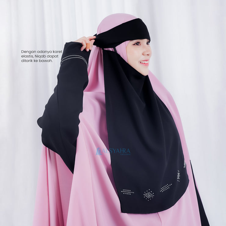 Alsyahra Exclusive Niqab Poni Pulldown Mediterania Sifon Silk Jetblack