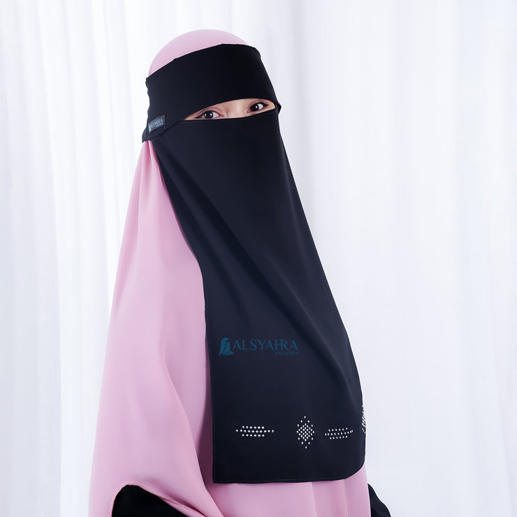 Alsyahra Exclusive Niqab Poni Pulldown Mediterania Sifon Silk Jetblack