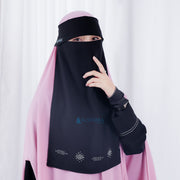 Alsyahra Exclusive Niqab Poni Pulldown Mediterania Sifon Silk Jetblack