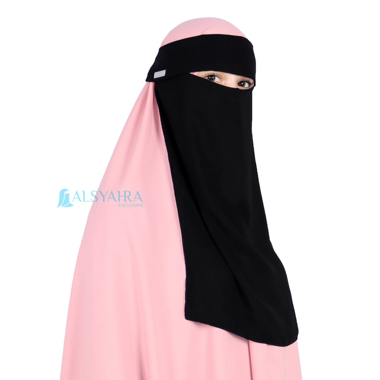 Alsyahra Exclusive Niqab Poni Sifon Silk Jetblack
