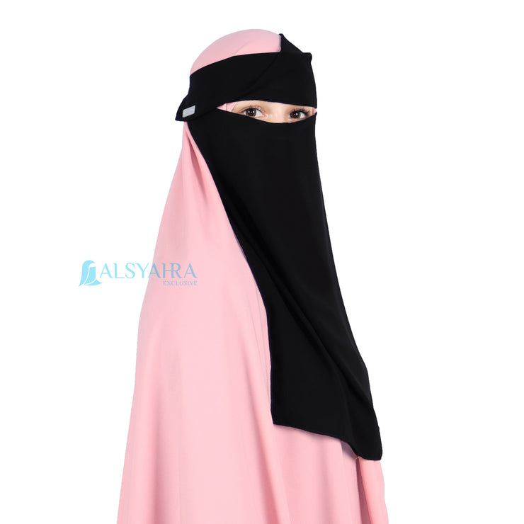 Alsyahra Exclusive Niqab Poni Sifon Silk Jetblack