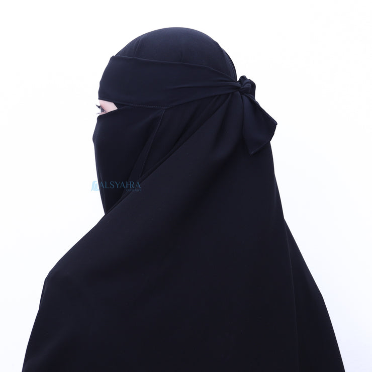 Niqab Bandana Kiswah Stripe Sifon Jetblack Alsyahra Exclusive