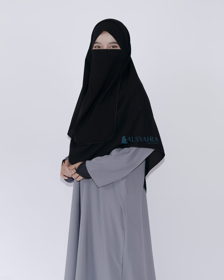 Set Pasmina Syari Hurun In Cadar Tali Size M Jetblack Alsyahra Exclusive