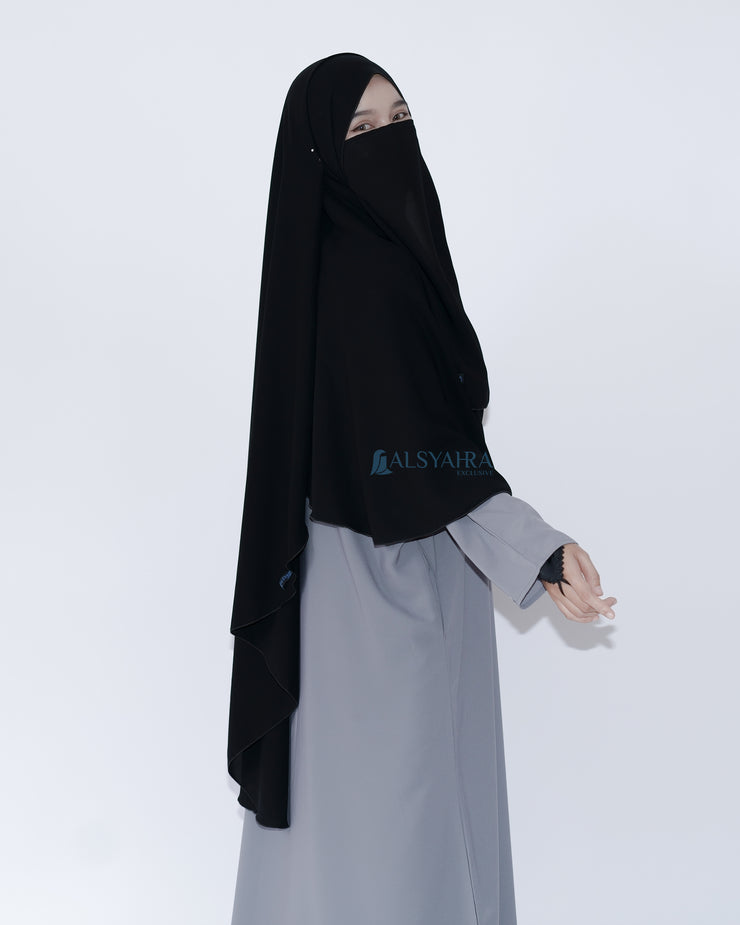 Set Pasmina Syari Hurun In Cadar Tali Size L Jetblack Alsyahra Exclusive