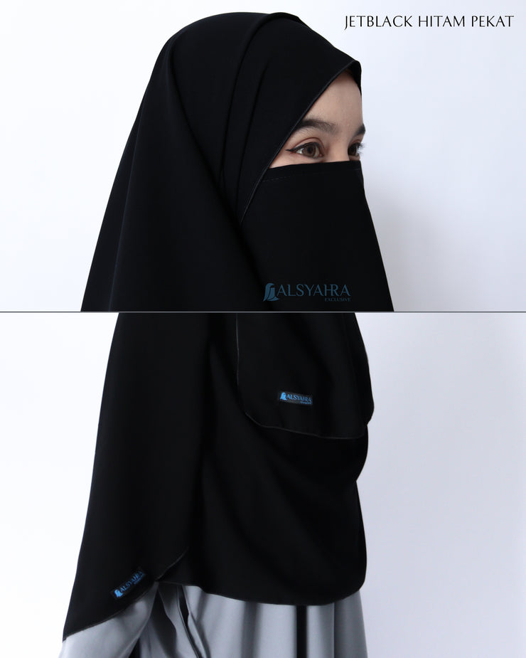 Set Pasmina Syari Hurun In Cadar Tali Size L Jetblack Alsyahra Exclusive