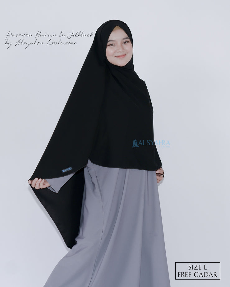 Set Pasmina Syari Hurun In Cadar Tali Size L Jetblack Alsyahra Exclusive
