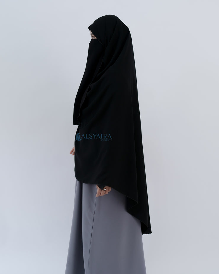Set Pasmina Syari Hurun In Cadar Tali Size XL Jetblack Alsyahra Exclusive