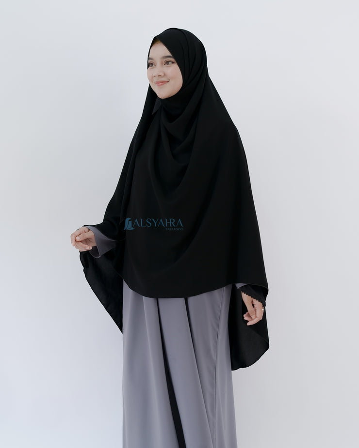 Set Pasmina Syari Hurun In Cadar Tali Size XL Jetblack Alsyahra Exclusive