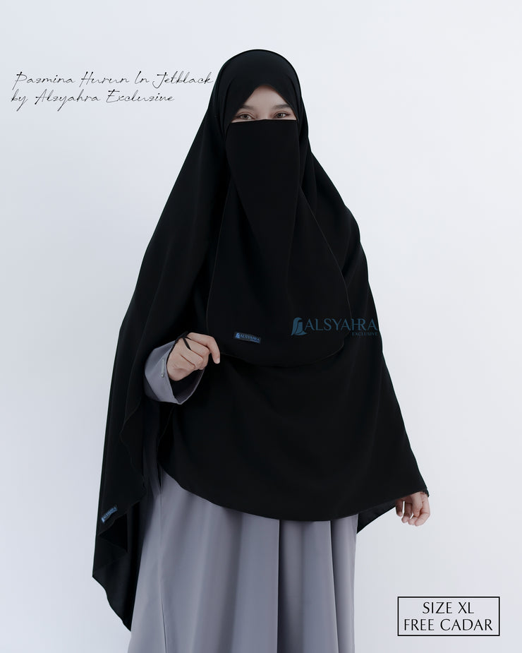 Set Pasmina Syari Hurun In Cadar Tali Size XL Jetblack Alsyahra Exclusive
