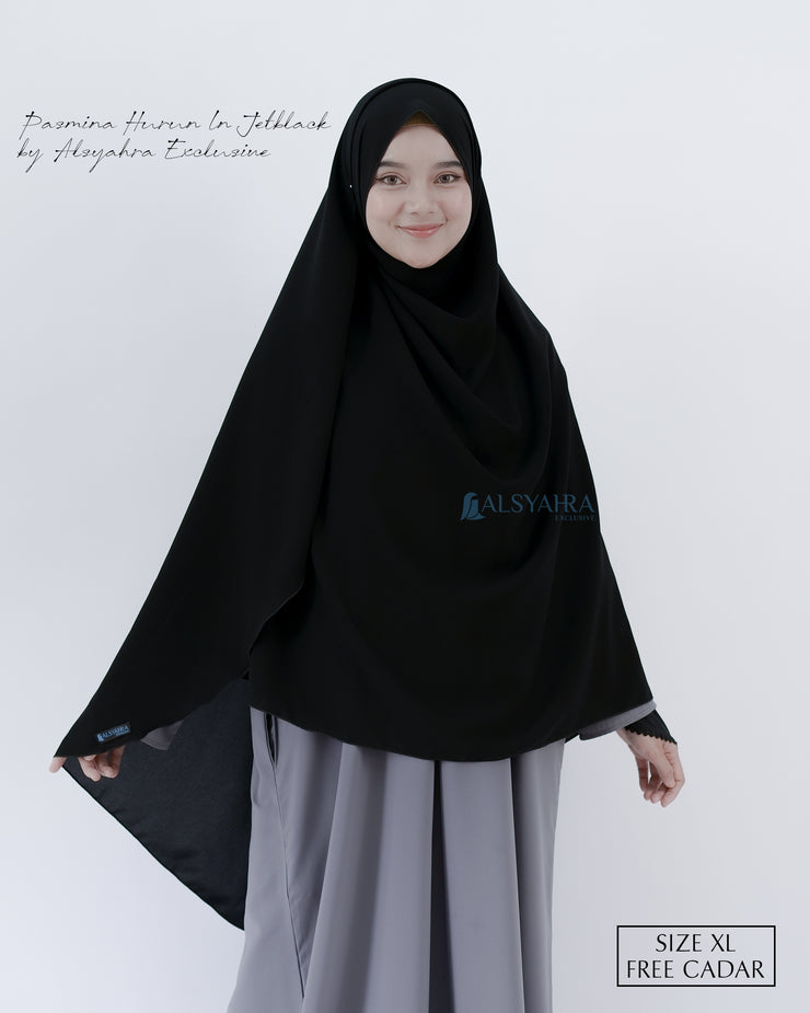 Set Pasmina Syari Hurun In Cadar Tali Size XL Jetblack Alsyahra Exclusive