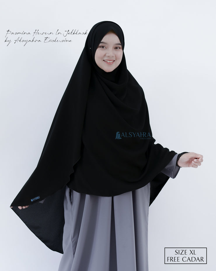 Set Pasmina Syari Hurun In Cadar Tali Size XL Jetblack Alsyahra Exclusive
