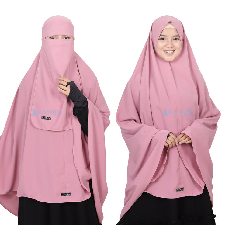 Set Khimar Non Pad Syari Size L Niqab Bandana Luxury Wolfis Alsyahra Exclusive