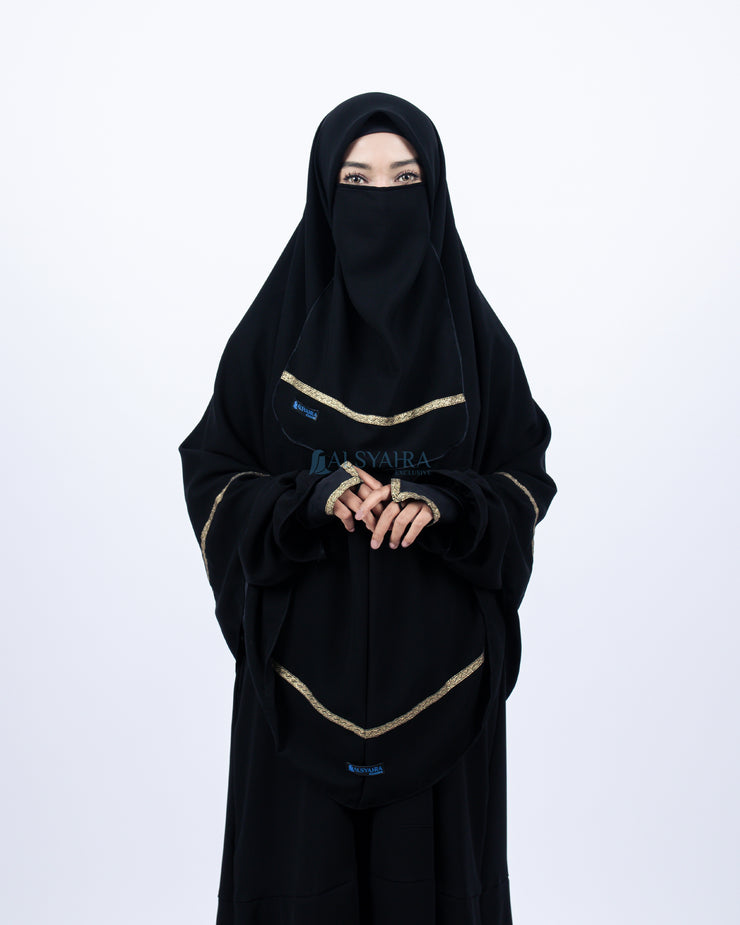 Set Khimar Kiswah Cadar Tali Jetblack Alsyahra Exclusive