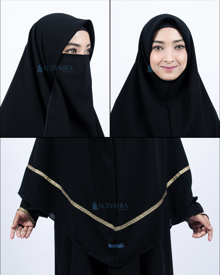 Set Khimar Kiswah Cadar Tali Jetblack Alsyahra Exclusive