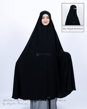 Alsyahra Exclusive Set Khimar Syari Haramain Niqab Bandana Jetblack