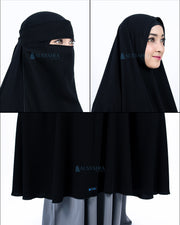 Alsyahra Exclusive Set Khimar Syari Haramain Niqab Bandana Jetblack