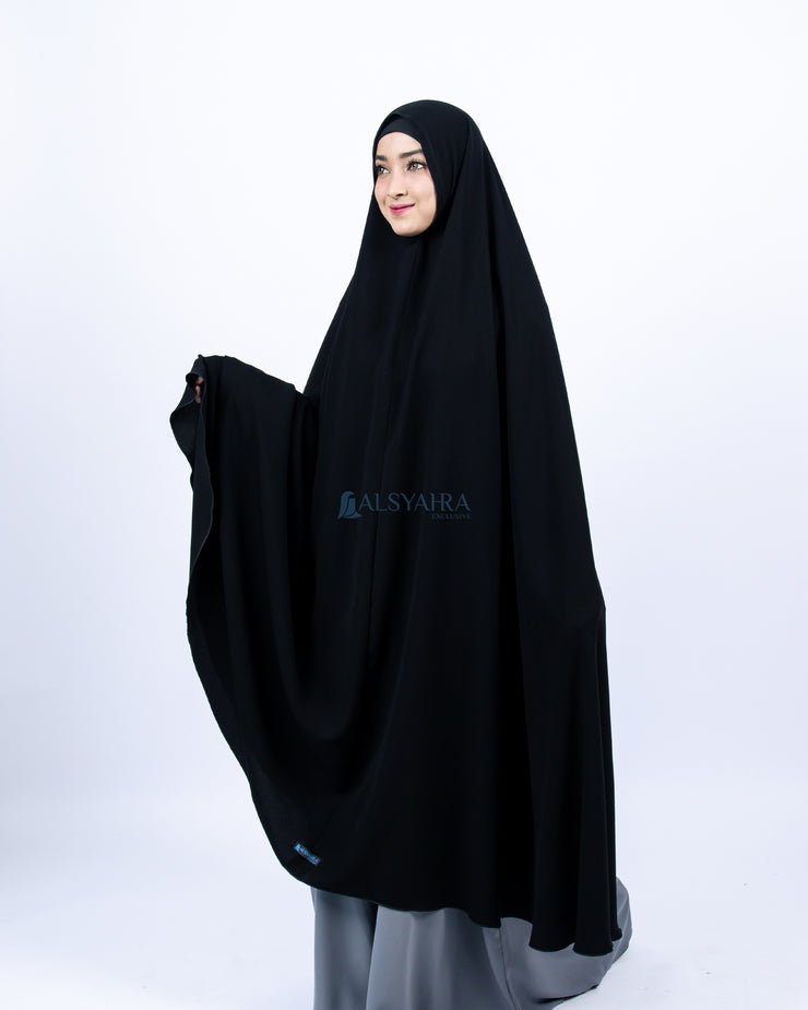 Alsyahra Exclusive Set Khimar Syari Haramain Niqab Bandana Jetblack