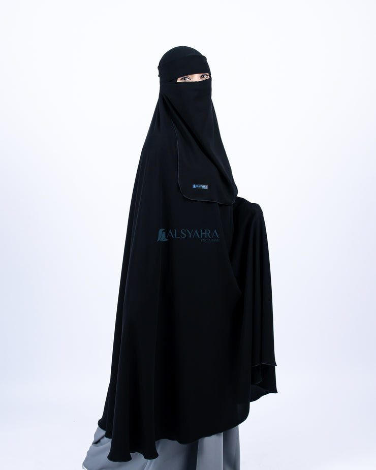 Alsyahra Exclusive Set Khimar Syari Haramain Niqab Bandana Jetblack