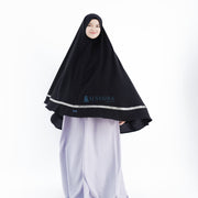 Alsyahra Exclusive Set Khimar Pita India Non Pet Niqab Bandana Jetblack XL