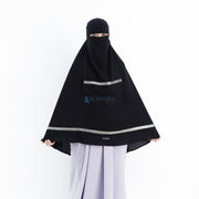 Alsyahra Exclusive Set Khimar Pita India Non Pet Niqab Bandana Jetblack XL