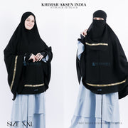 Set Khimar Syari Pita India Non Pet Niqab Bandana Jetblack XXL Alsyahra Exclusive