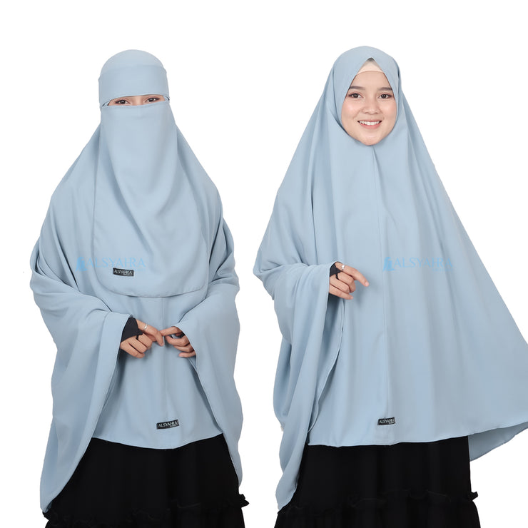 Set Khimar Non Pad Syari Size L Niqab Bandana Luxury Wolfis Alsyahra Exclusive