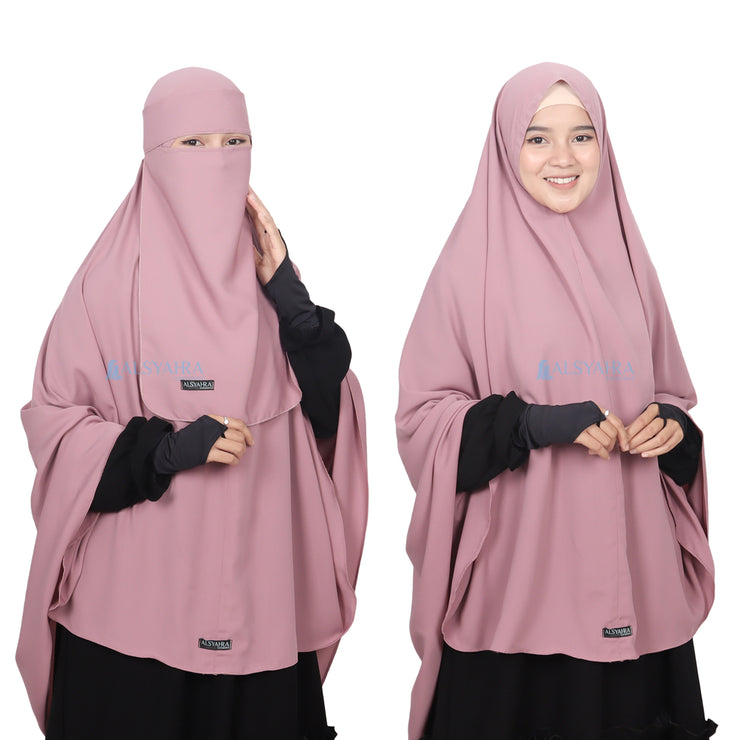 Set Khimar Non Pad Syari Size L Niqab Bandana Luxury Wolfis Alsyahra Exclusive