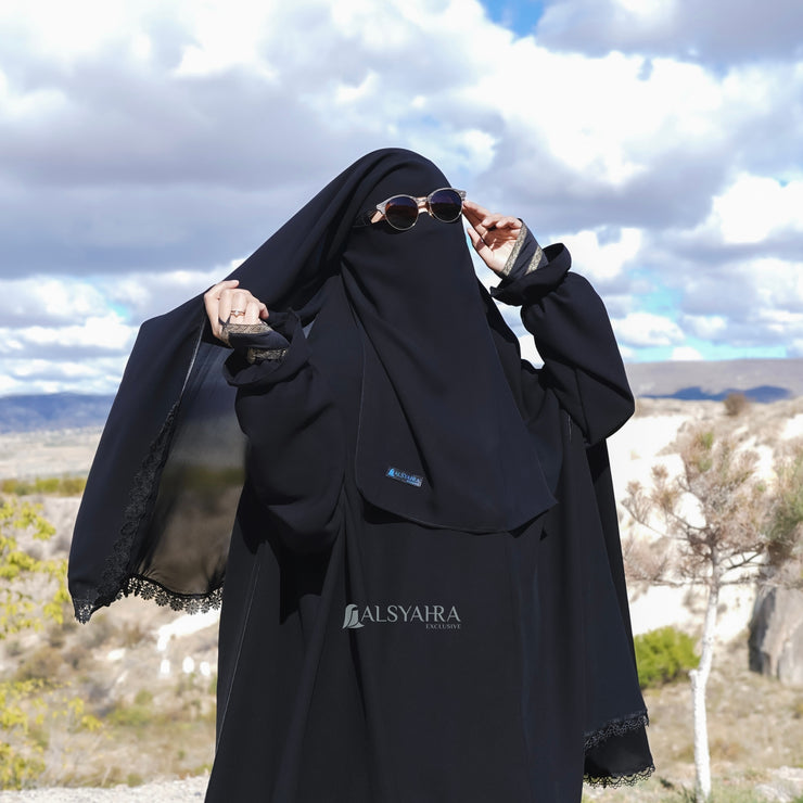 Niqab Yaman Alshams Chiffon Silk Jetblack Alsyahra Exclusive