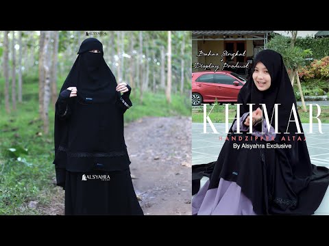 Set Khimar Syari Handzipper Altaj Size XL Niqab Poni Jetblack Alsyahra Exclusive