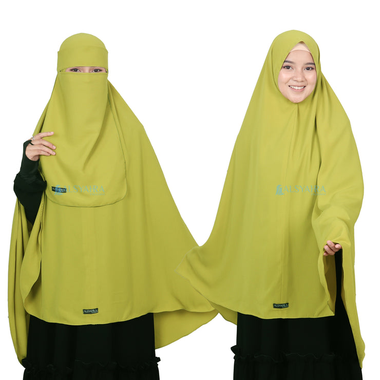 Set Khimar Non Pad Syari Size L Niqab Bandana Luxury Wolfis Alsyahra Exclusive