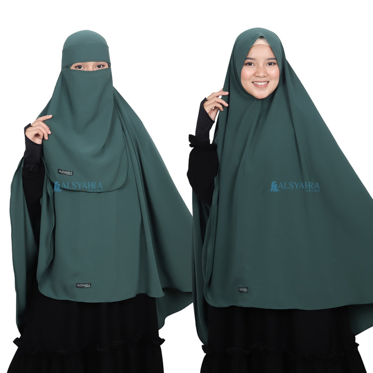 Set Khimar Non Pad Syari Size L Niqab Bandana Luxury Wolfis Alsyahra Exclusive
